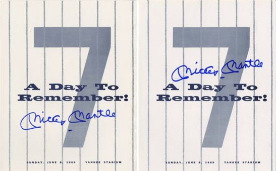 Pair of 1969 Mickey Mantle Signed "A Day to Remember" Programs